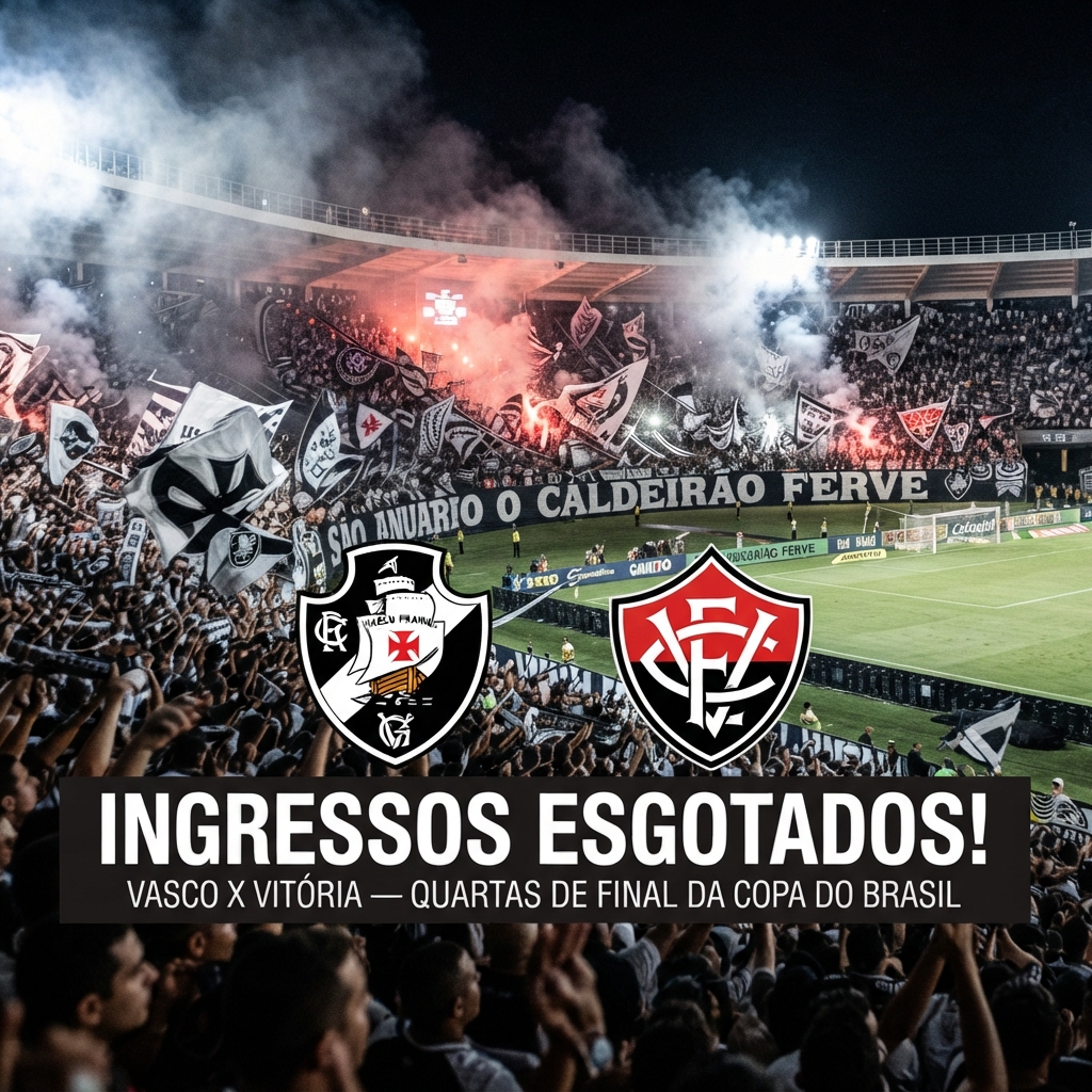 Ingressos para Vasco x Vitória estão esgotados antes das quartas de final da Copa do Brasil