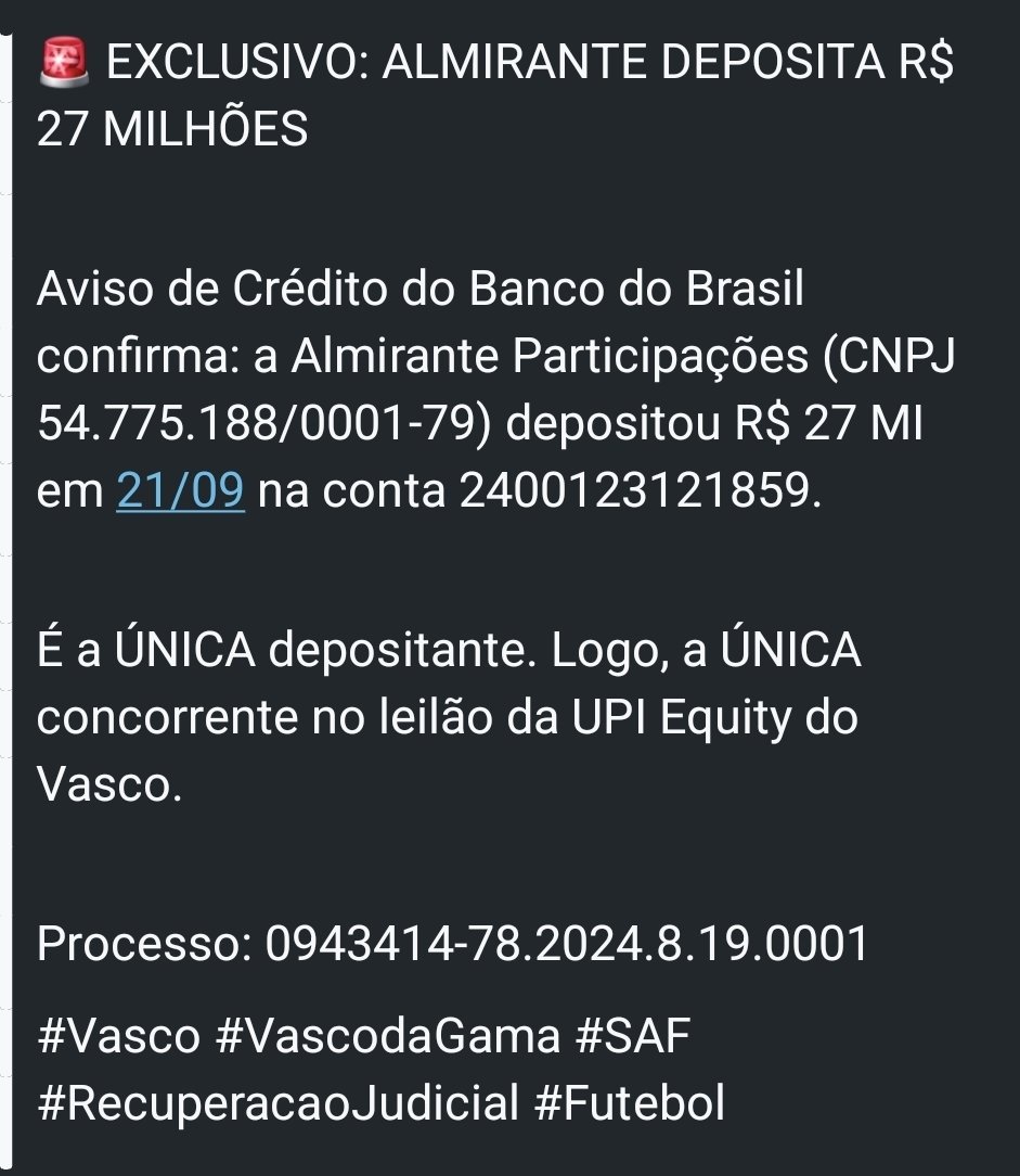 Almirante-de-Marcos-Lamacchia-deposita-R-27-milhoes-e-e Almirante, de Marcos Lamacchia, deposita R$ 27 milhões e é a única concorrente do leilão pela SAF do Vasco