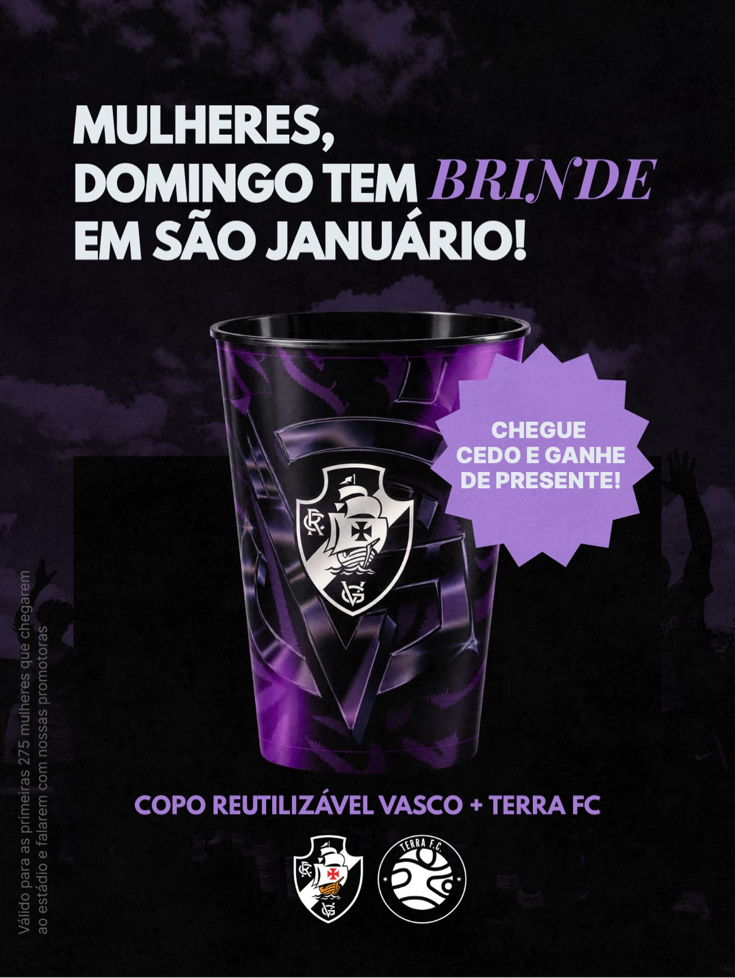 Feminino-Terra-FC-vai-distribuir-275-copos-reutilizaveis-para-mulheres Feminino: Terra FC vai distribuir 275 copos reutilizáveis para mulheres neste domingo em São Januário