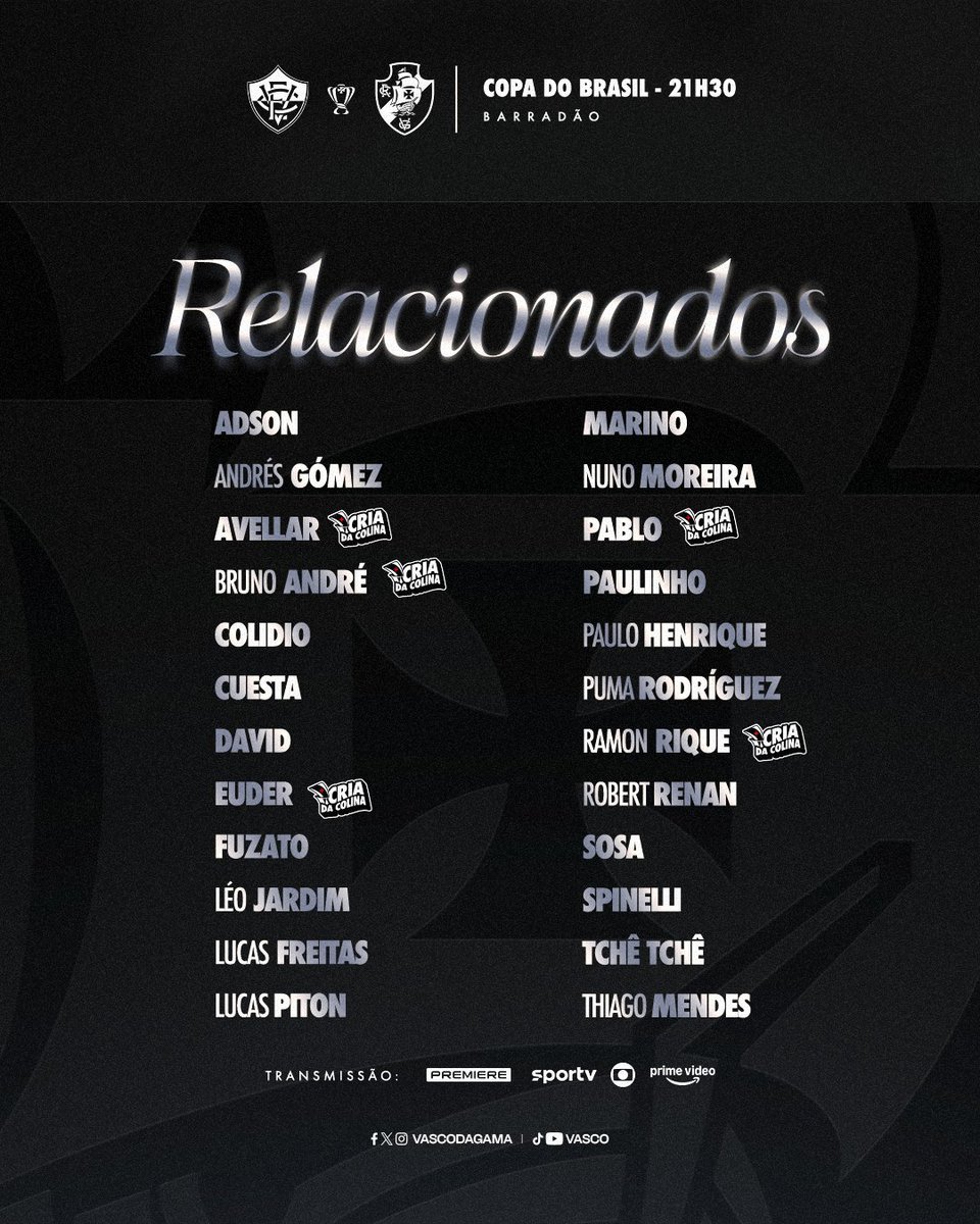 Vasco-divulga-os-relacionados-para-o-jogo-contra-o-Vitoria Vasco divulga os relacionados para o jogo contra o Vitória